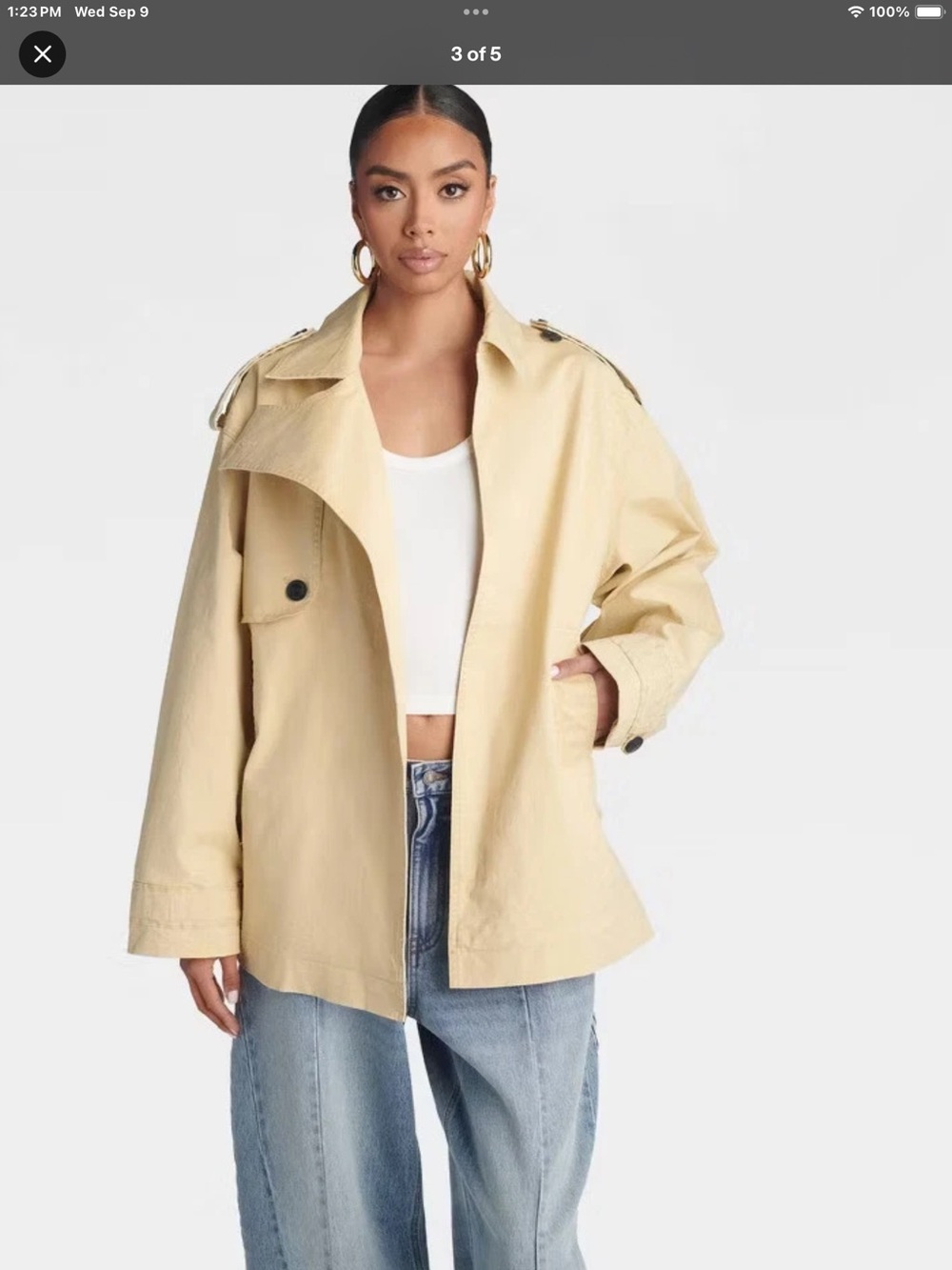KBB by Kahlana nwt. Light Cream Short Trench Coat for Women